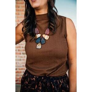 NEW LOST + WANDER eden's serenade high neck top in mocha